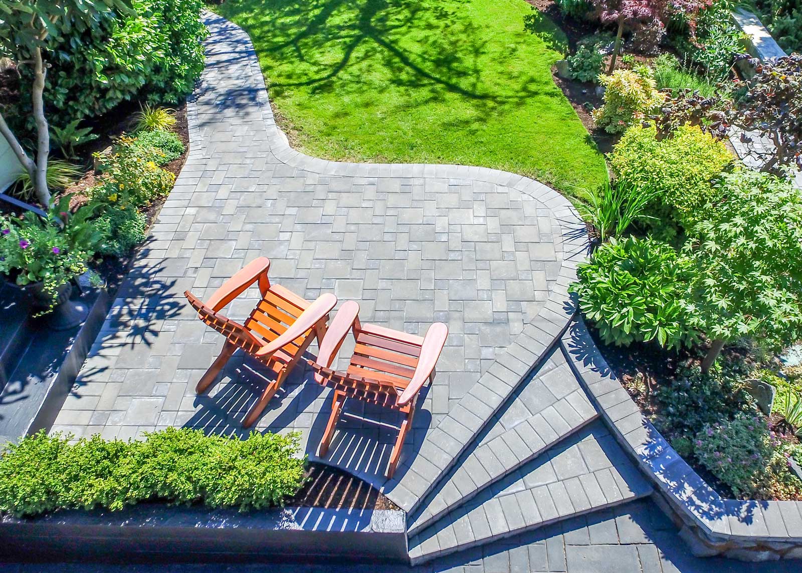 Elegant natural patio and steps