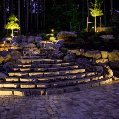 Lighting on landscape stairs