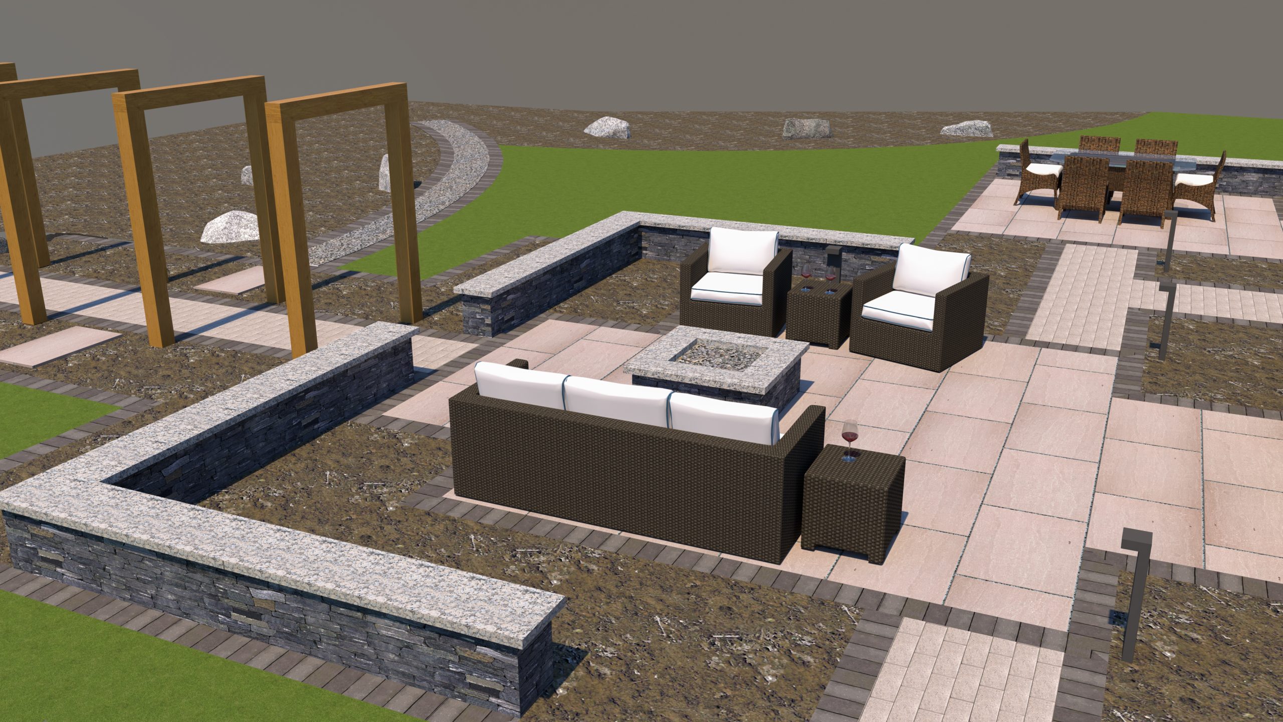 landscape design Render with no plants but with textures