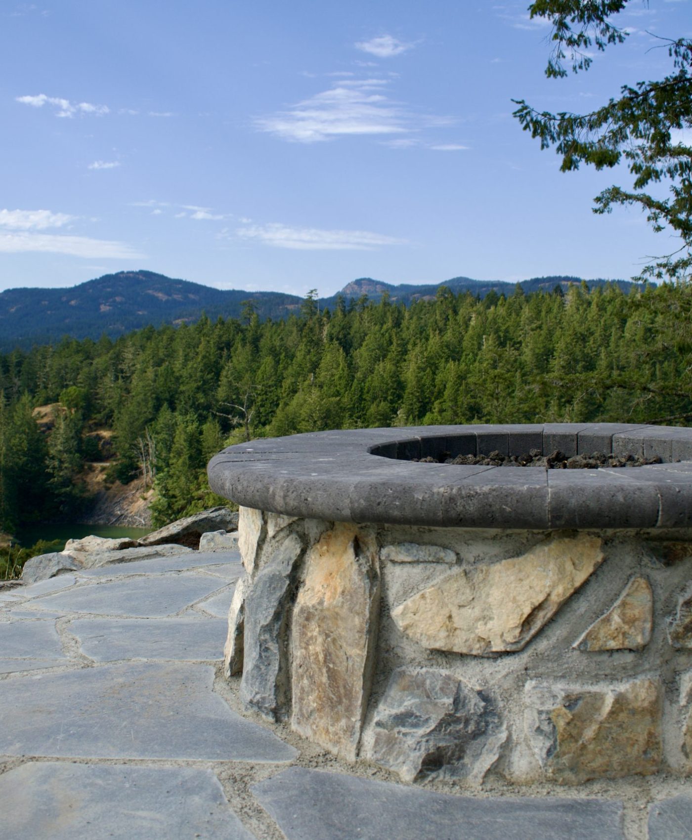 Fire feature natural stone Masonry and natural stone fire feature construction metchosin