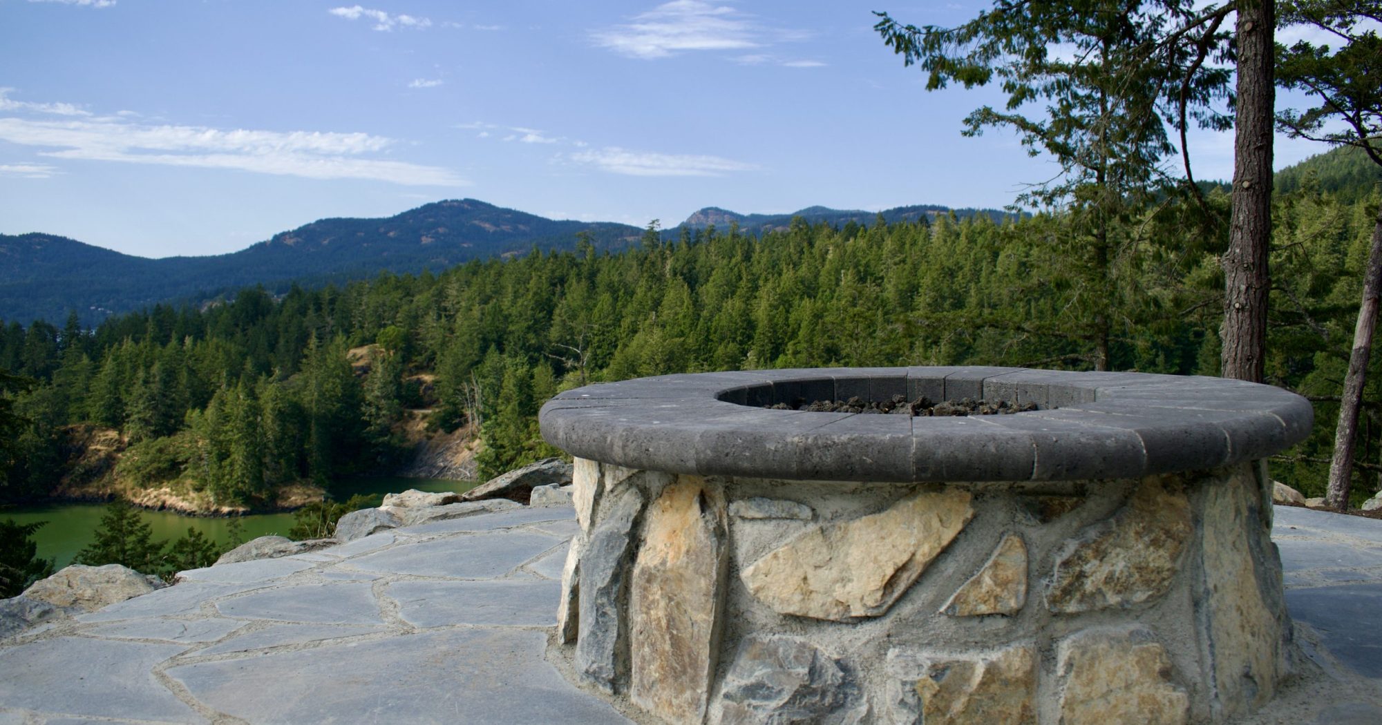Fire feature natural stone Masonry and natural stone fire feature construction metchosin