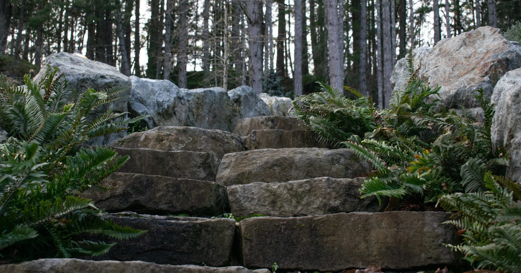 Natural stone steps Natural Basalt stair construction in view royal