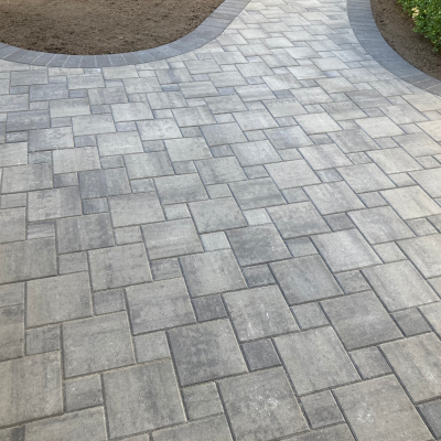 Interlocking paver bricks construction with curved borders victoria bc