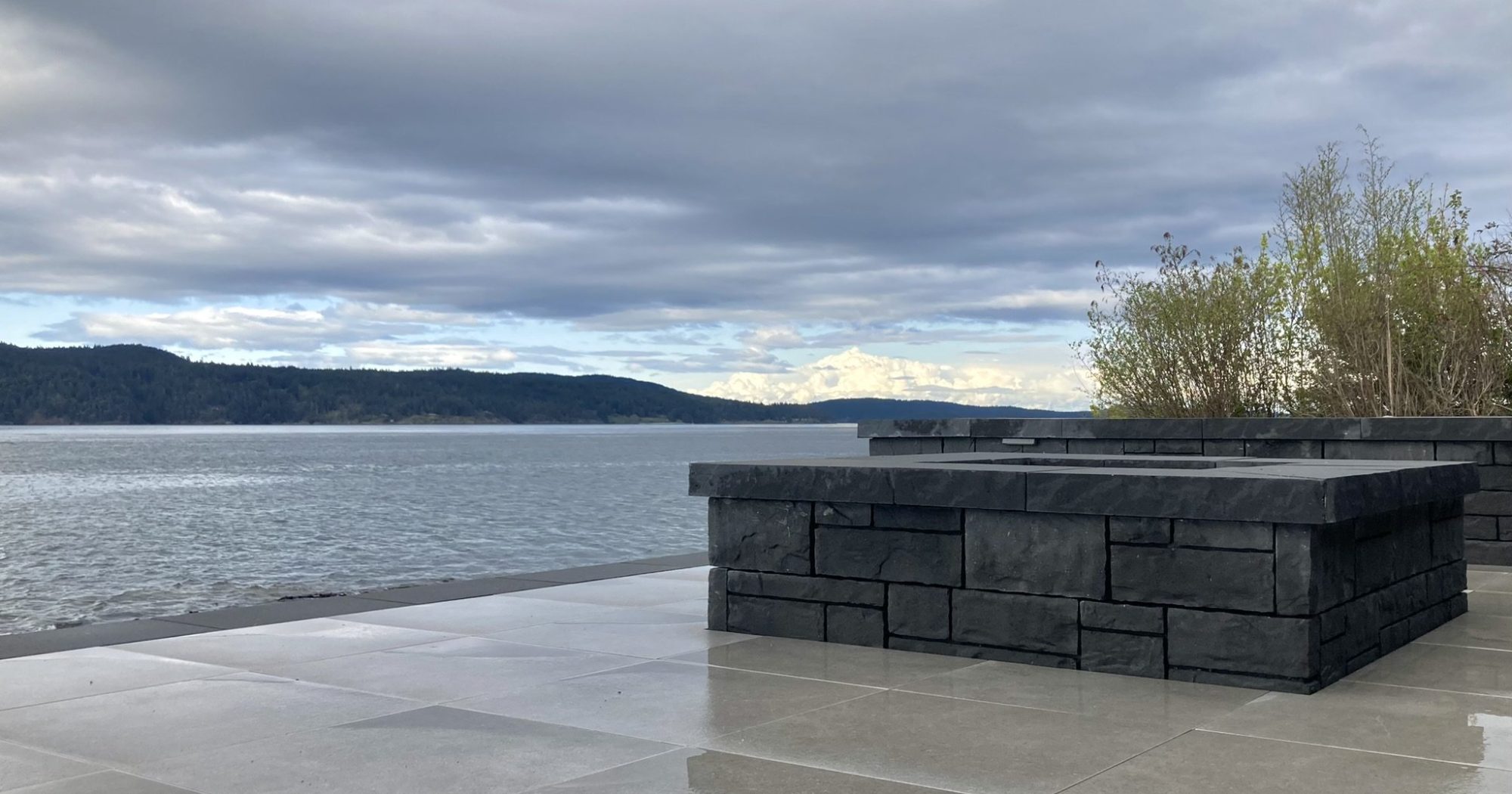 Porcelain paver patio Fire feature Overlooking the sea
