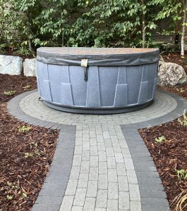 interlocking paver Hot tub pad Construction in view royal