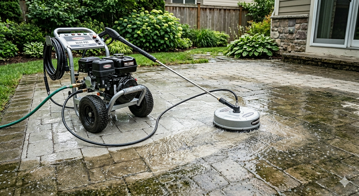 Power washer on patio